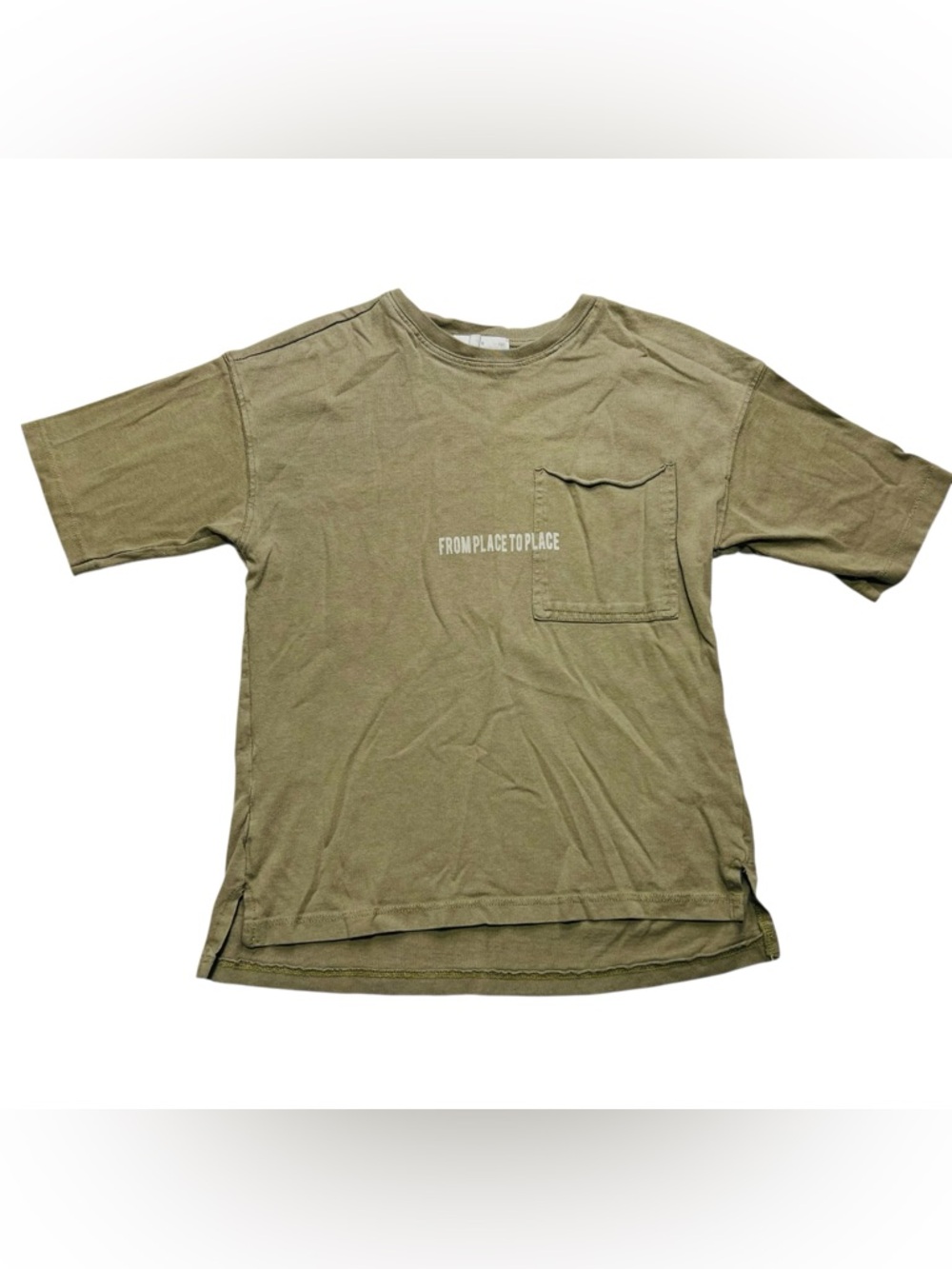 Zara Olive Green Short‎ Sleeve Pocket Tee